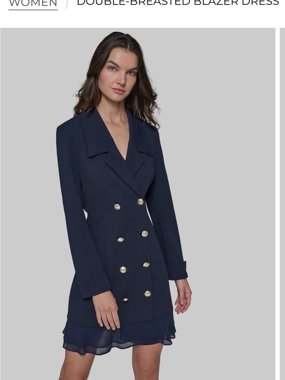 NWT Karl Lagerfeld Navy Double-Breasted Blazer Dress with Gold Buttons